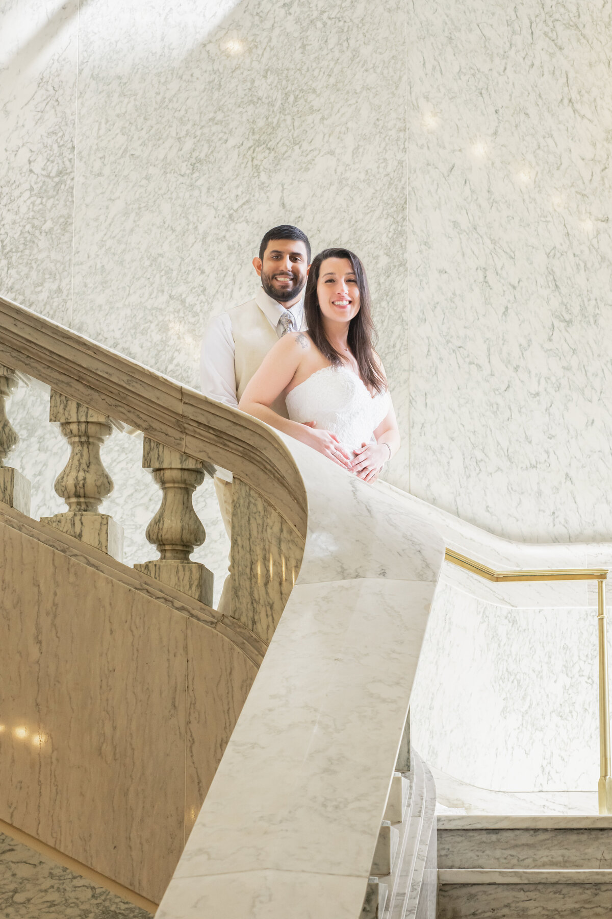 Elegant and traditional couple portrait at the Sf City Hall.