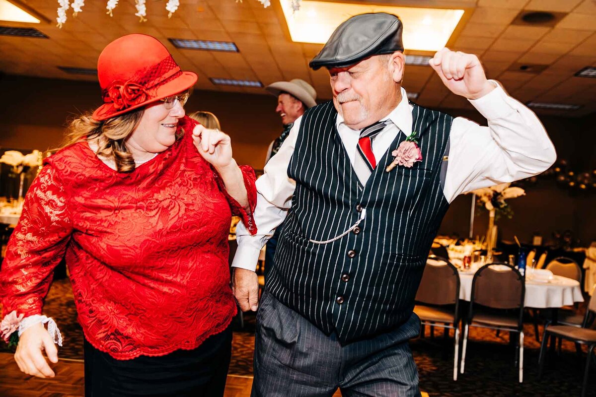 Wedding guests dancing at Broadway River Inn, Hamilton, Montana