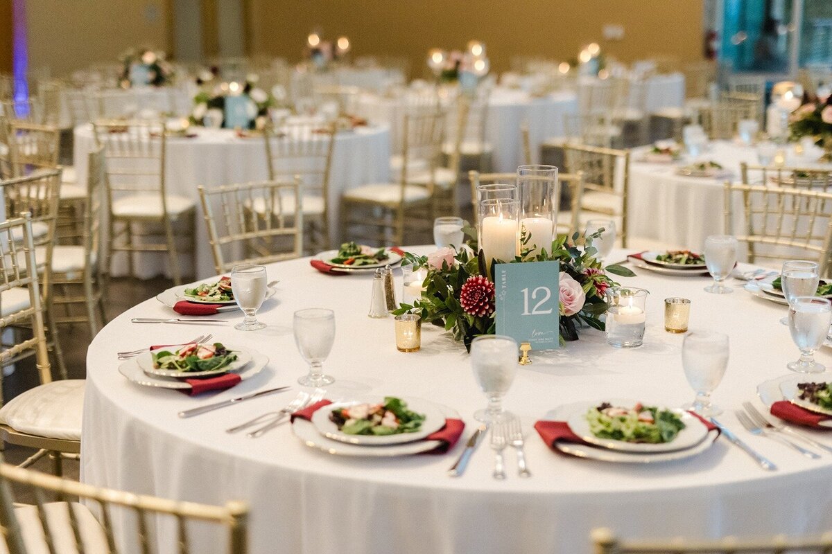 Elegant round table setup for a wedding reception