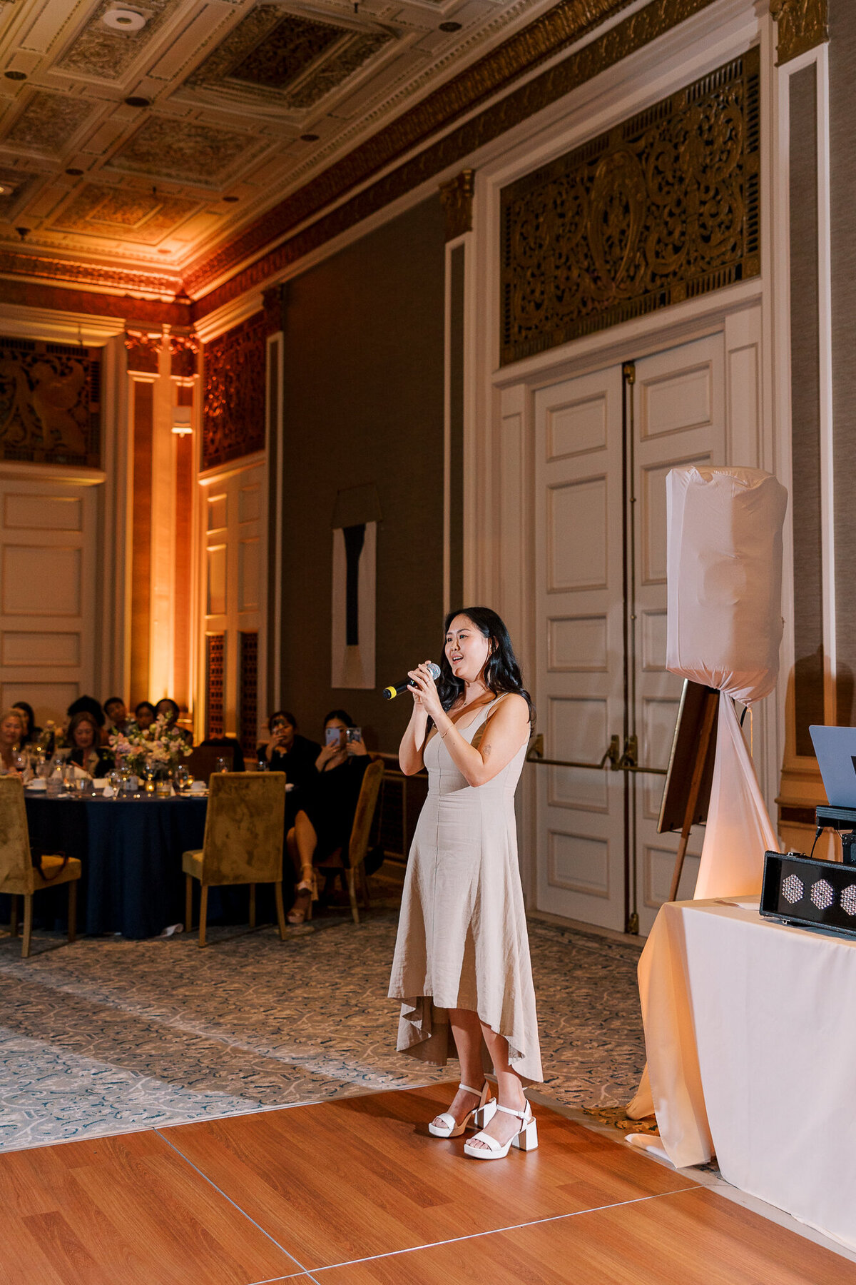 Wedding reception toasts Beacon Grand San Francisco luxury venue photography