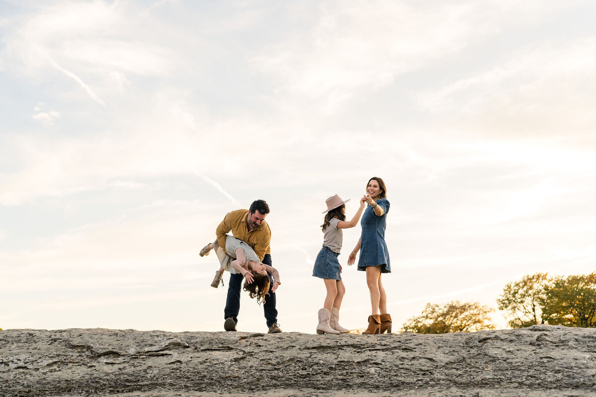 Family playing at McKinney Falls