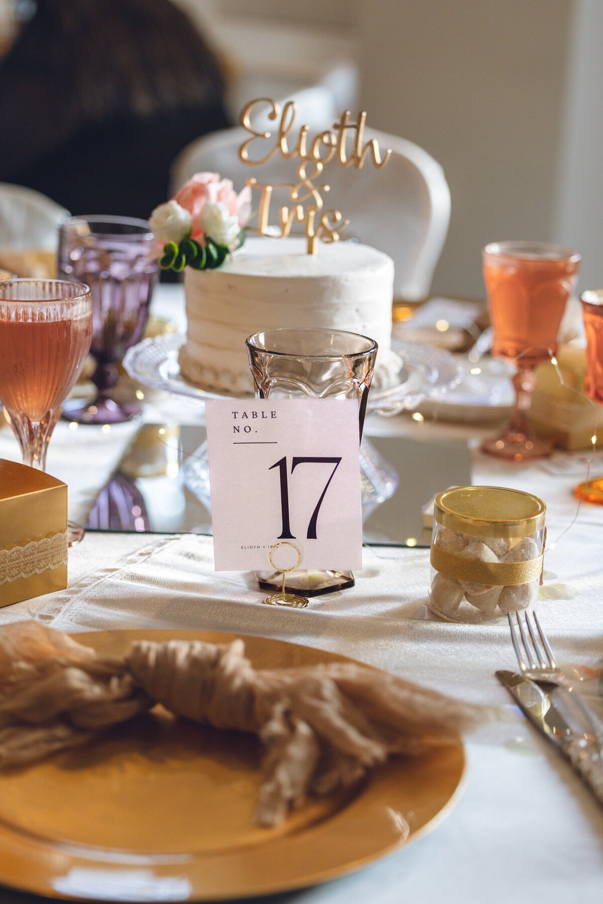 Colorful Houston wedding reception table setup