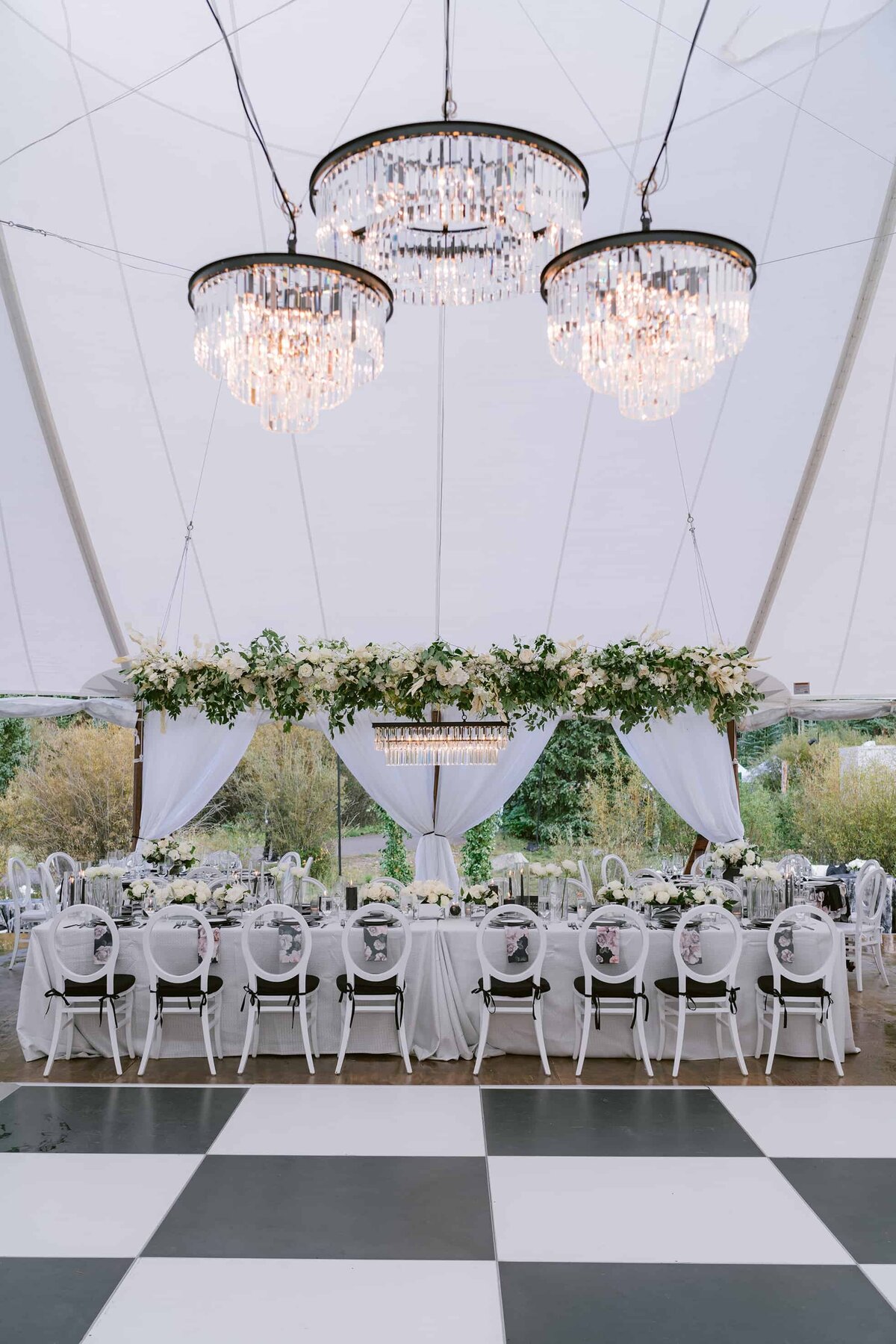 Custom event tent wedding tables