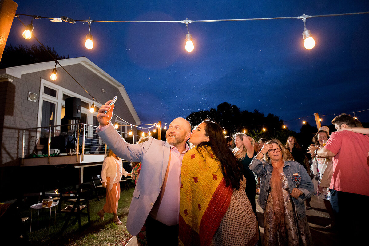 Dance floor backyard wedding