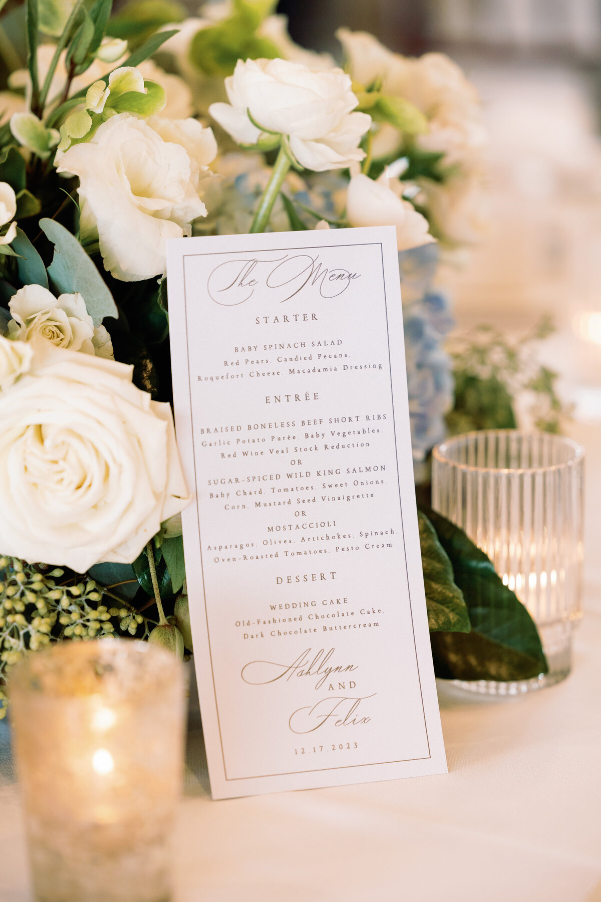 Wedding menu