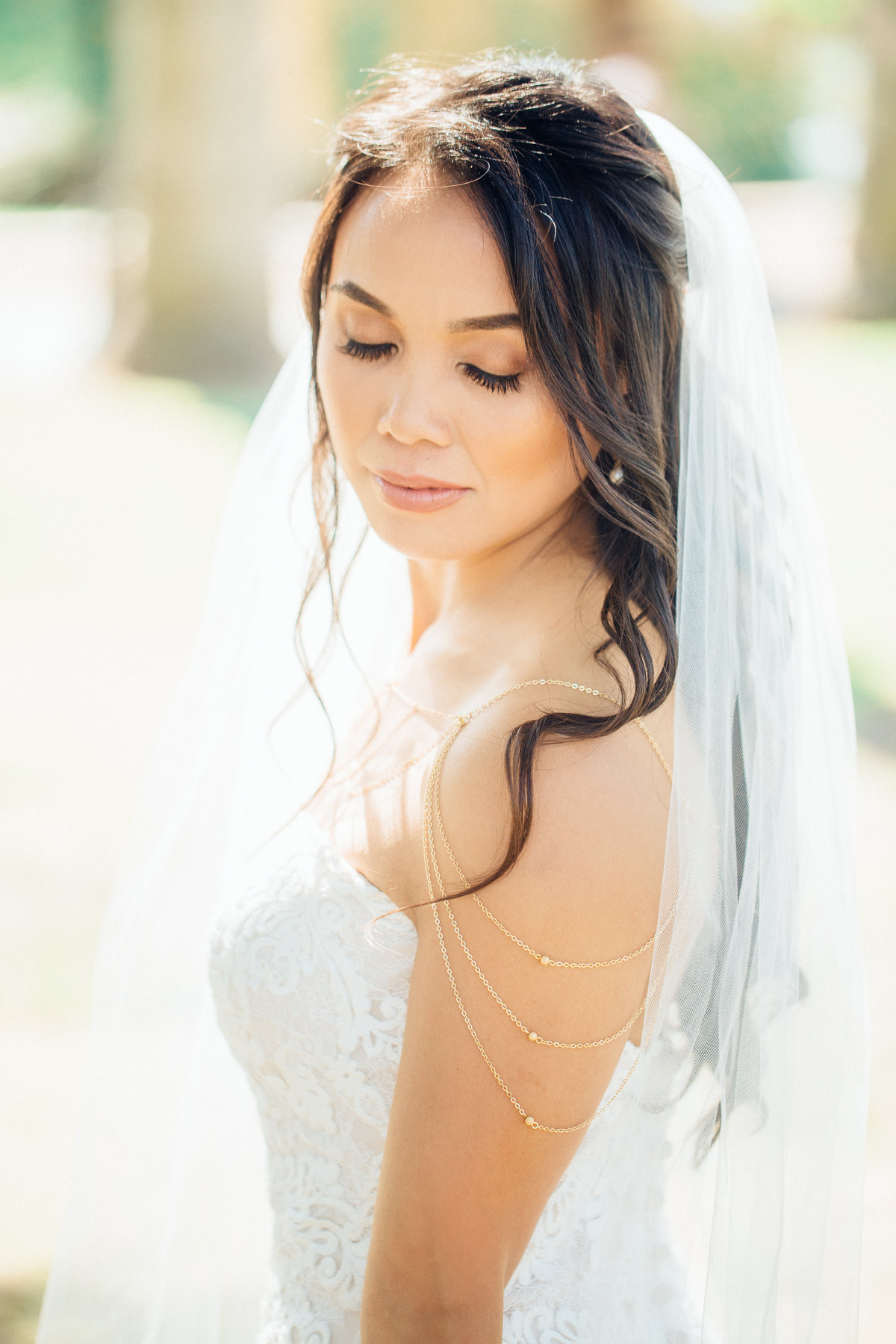 Wedding Photograph Of Bride In White Gown In Side View Los Angeles