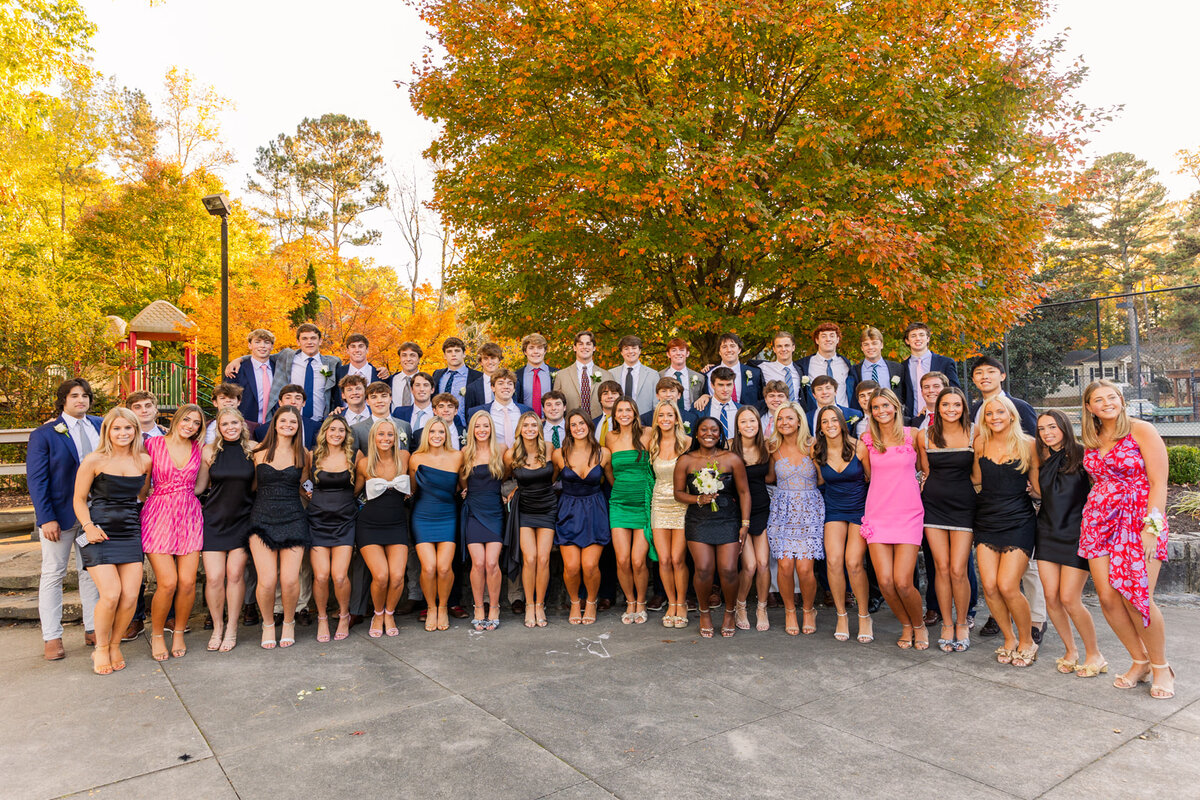 Atlanta Private High school senior group photo during home coming party by event photographer Laure Photography