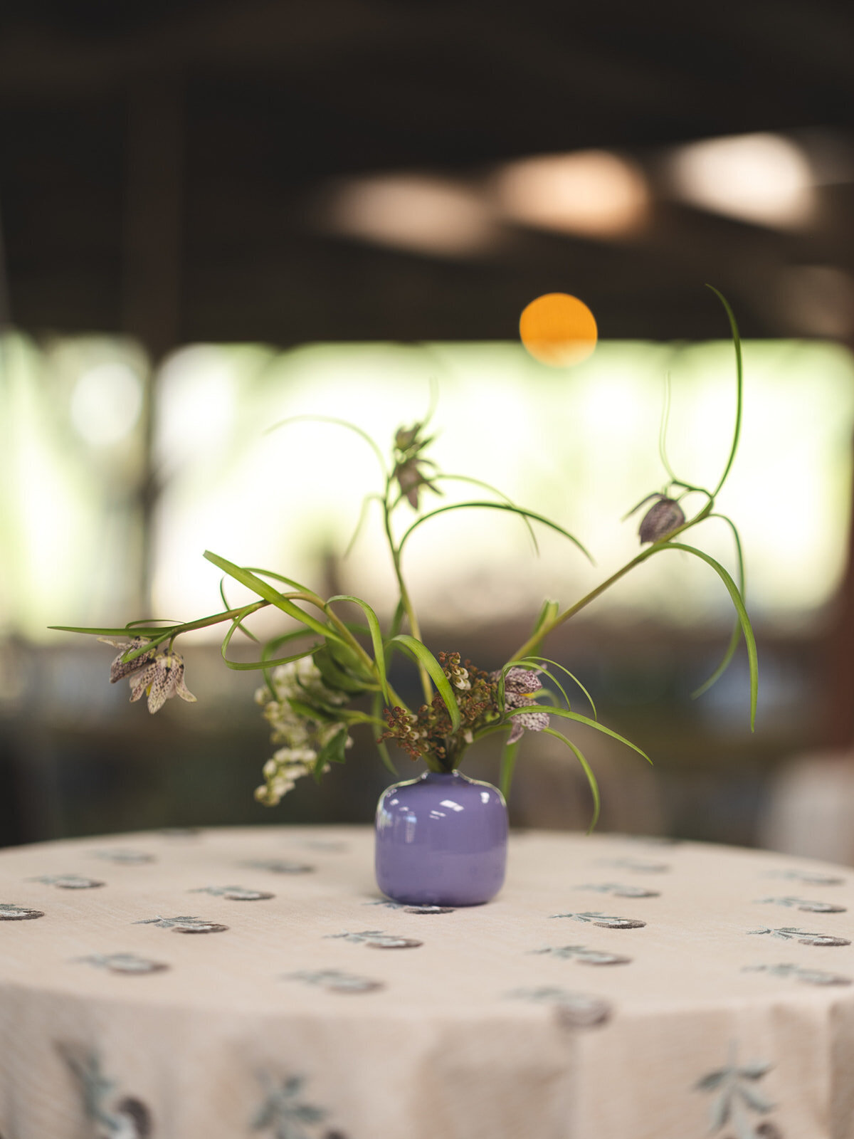 Haven Tomales Wedding Cocktail Flowers Purple Organic