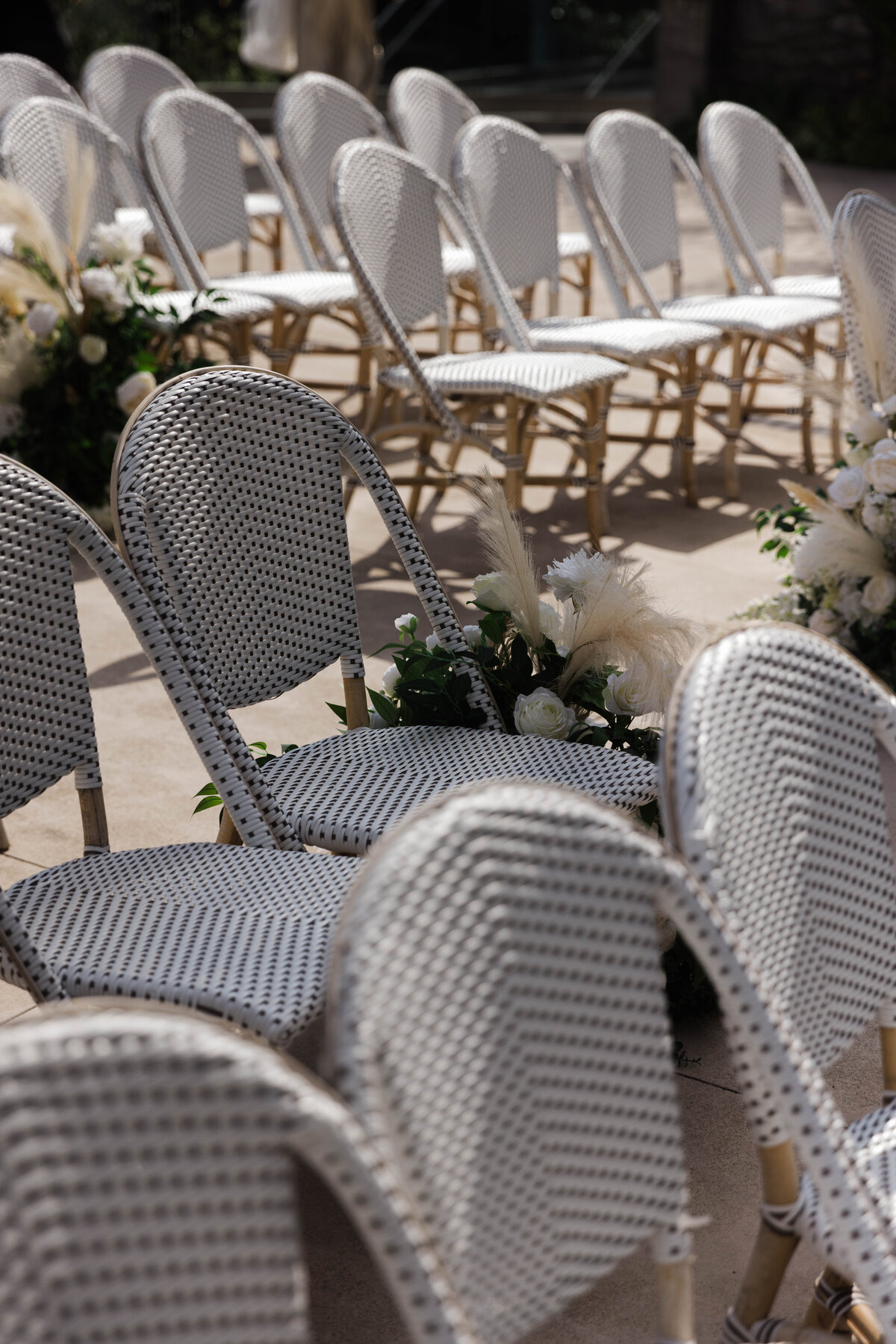 wedding chairs set up for wedding ceremony