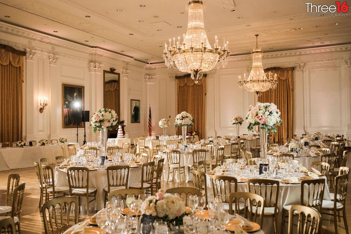 Beautiful Wedding Reception setup at the Richard Nixon Library