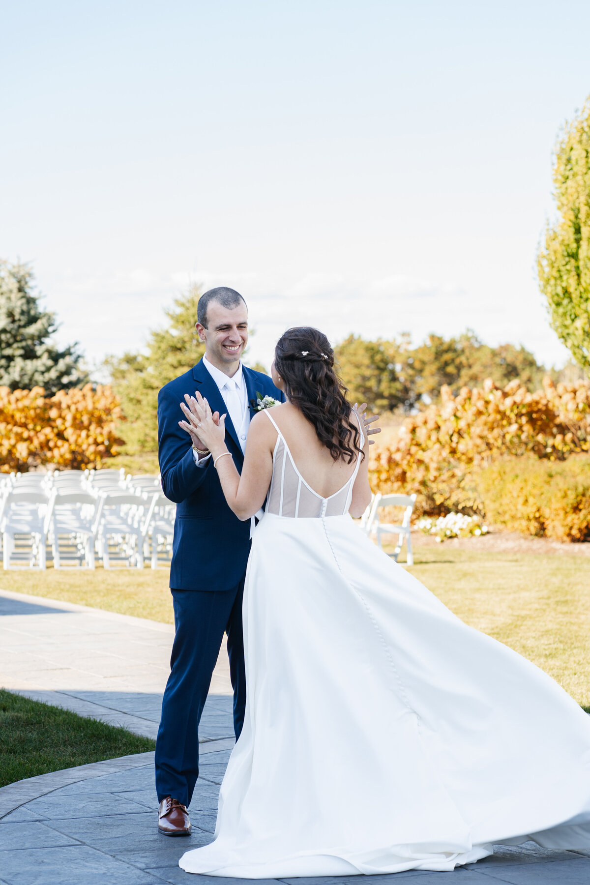Romantic sunset photos of newlyweds at Waverly Oaks