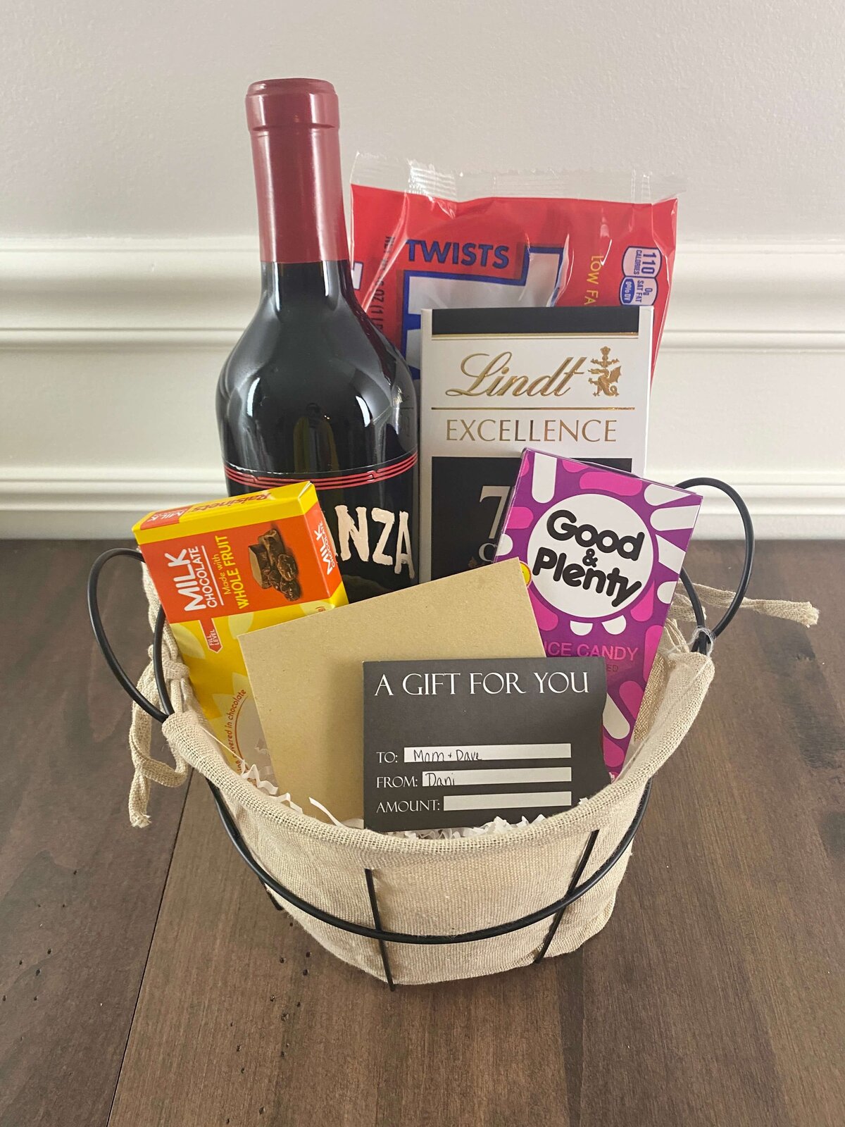 Thank You Gift Basket with Wine, Snacks and Gift Card