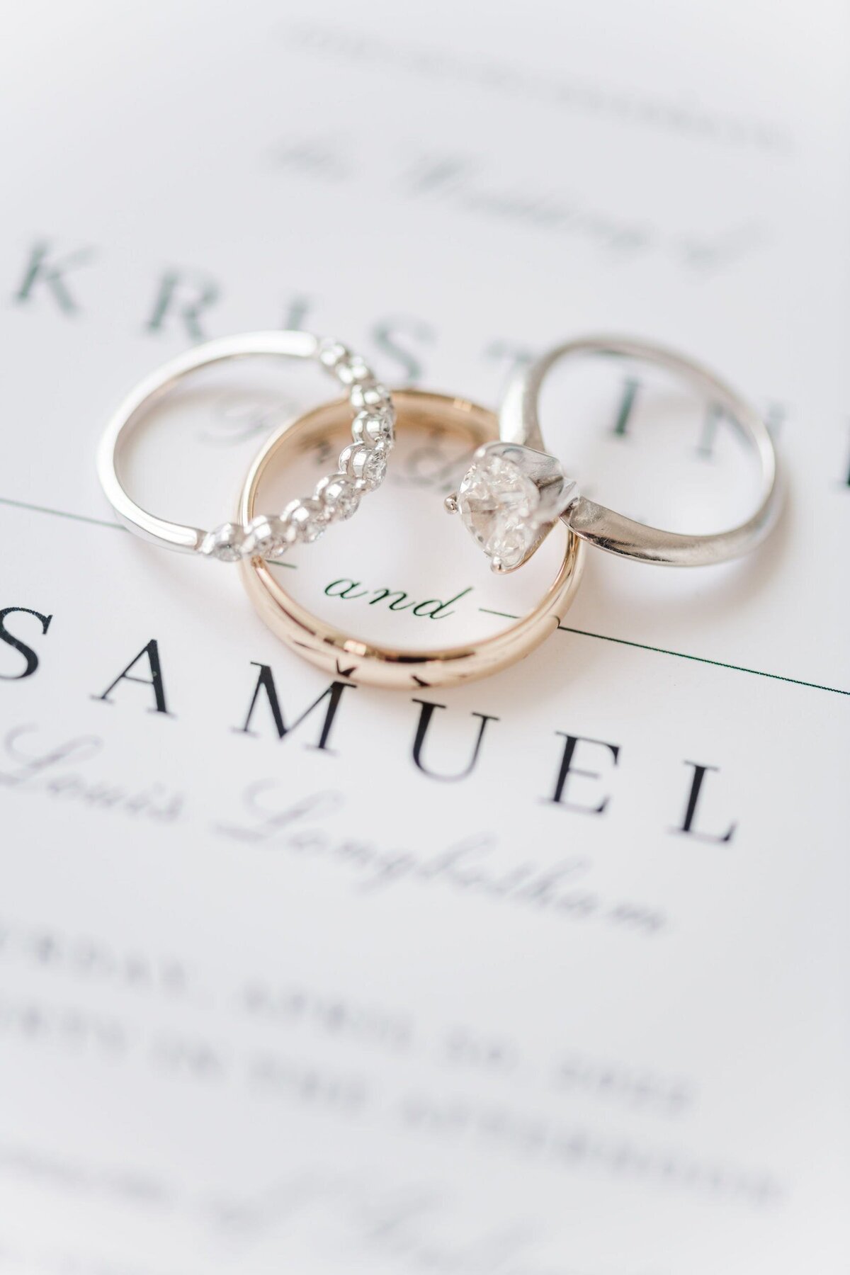 Wedding rings on invitation