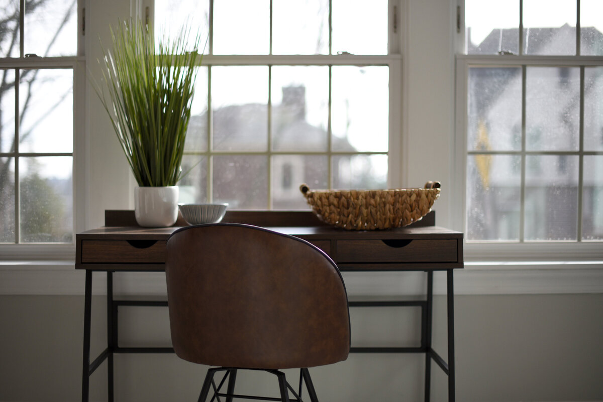 Professionally staged office area to help buyers envision themselves