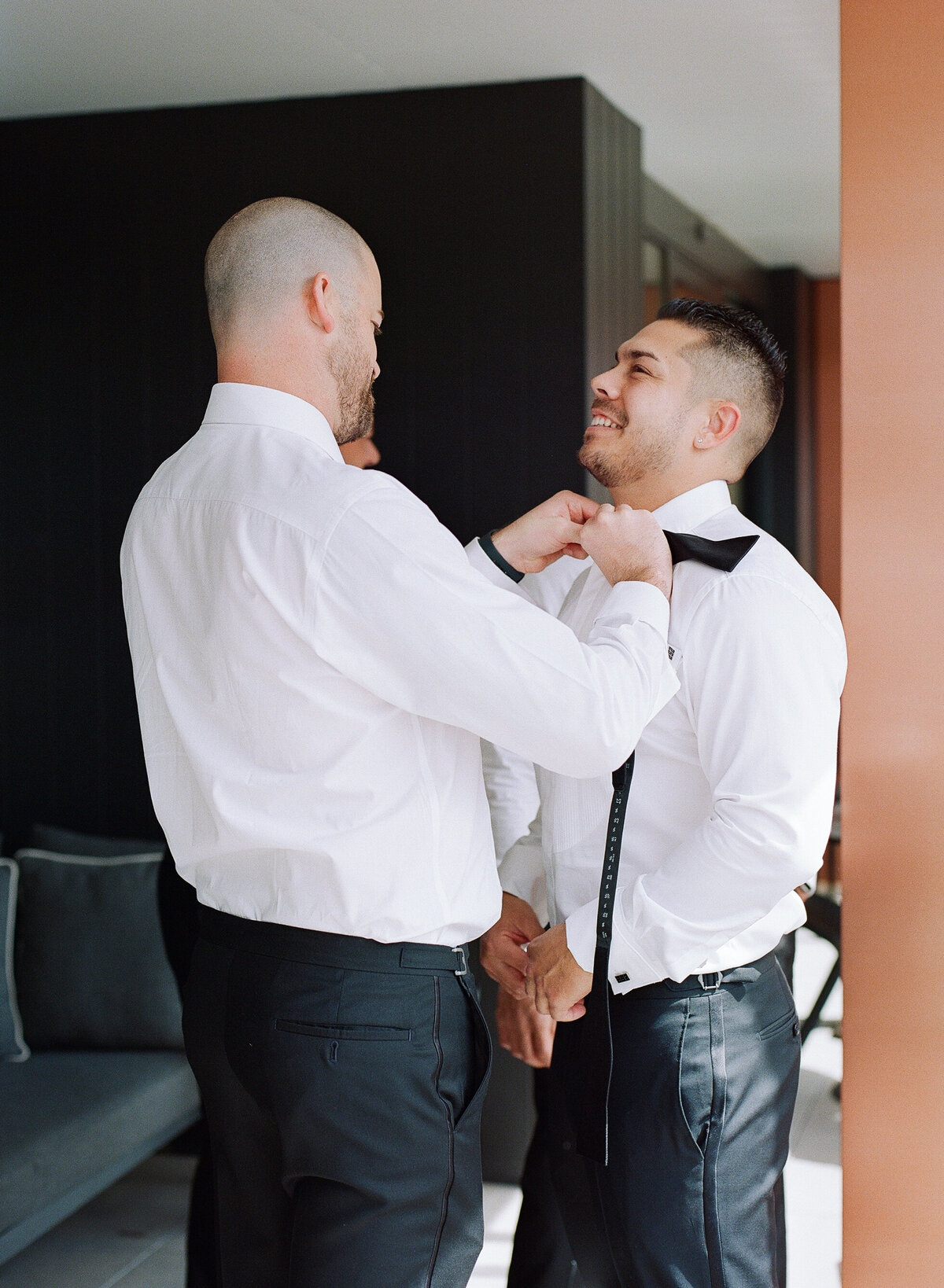 Groom with Best Man getting ready