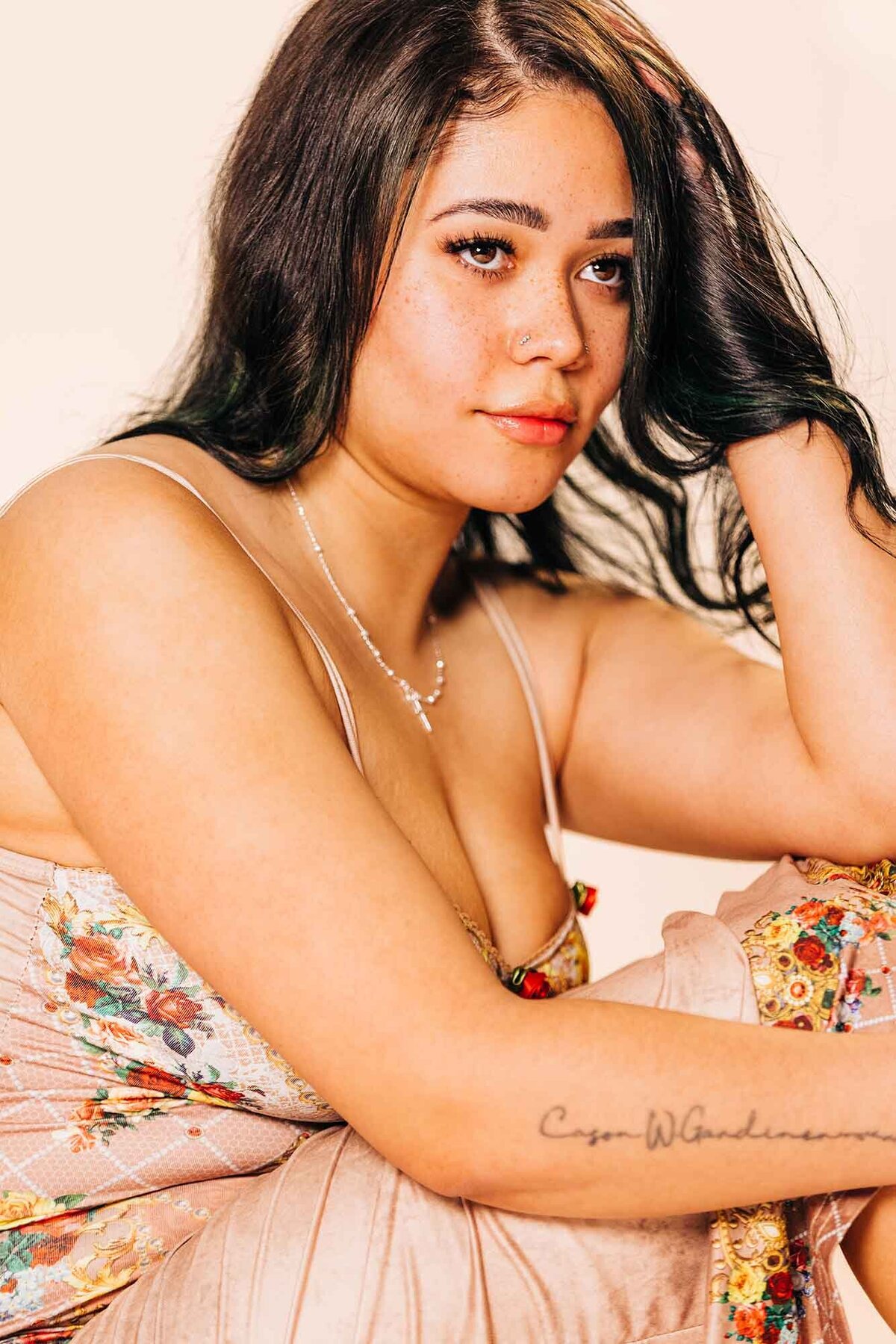 Studio portrait multiracial Montana model