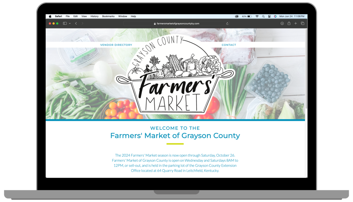 Grayson County, Kentucky Farmers' Market featuring local produce, florals, meats, and handmade artisanal crafts