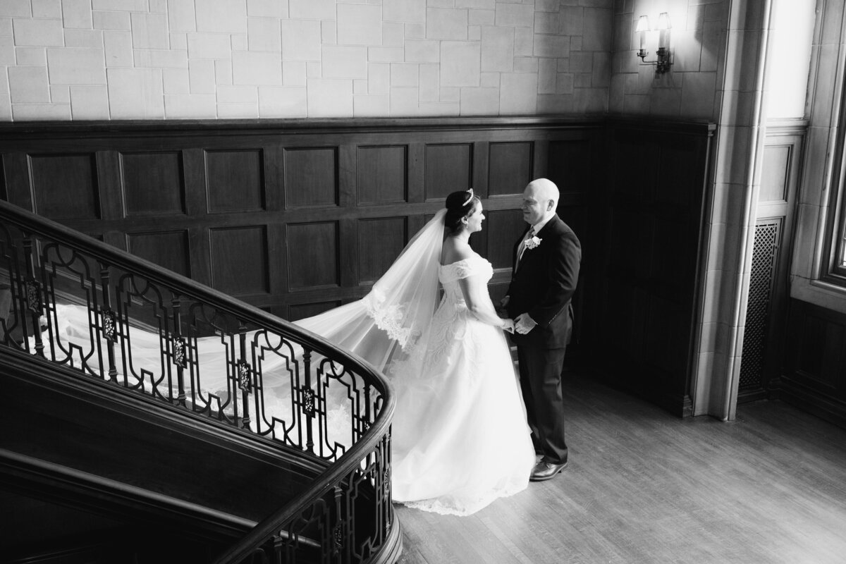 artistic-overhead-first-look-shot-black-white-wedding