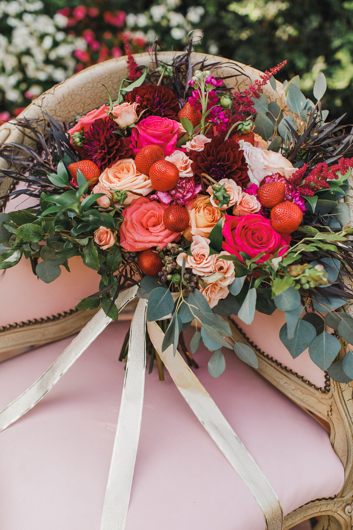 chair and bouquet