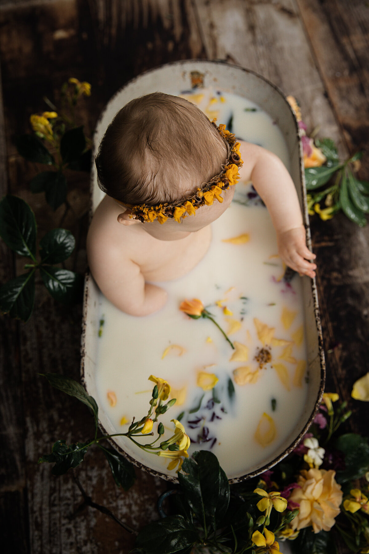 yellow petals in milk bath