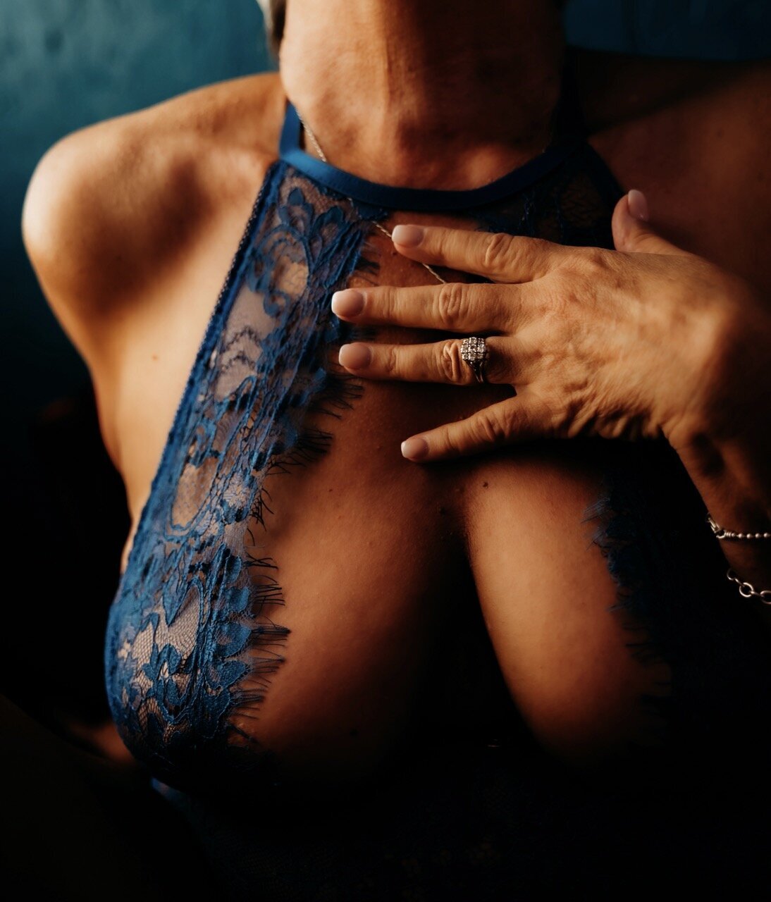 Boudoir photography woman in blue lingerie in detail shot Lubbock, Texas Boudoir photographer in Amarillo TX