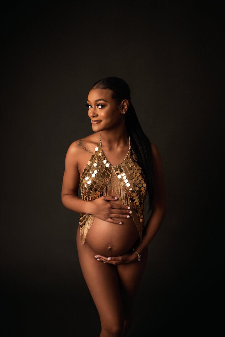 Brighton Maternity Photography Studio Session with Gold Top By For The Love Of Photography