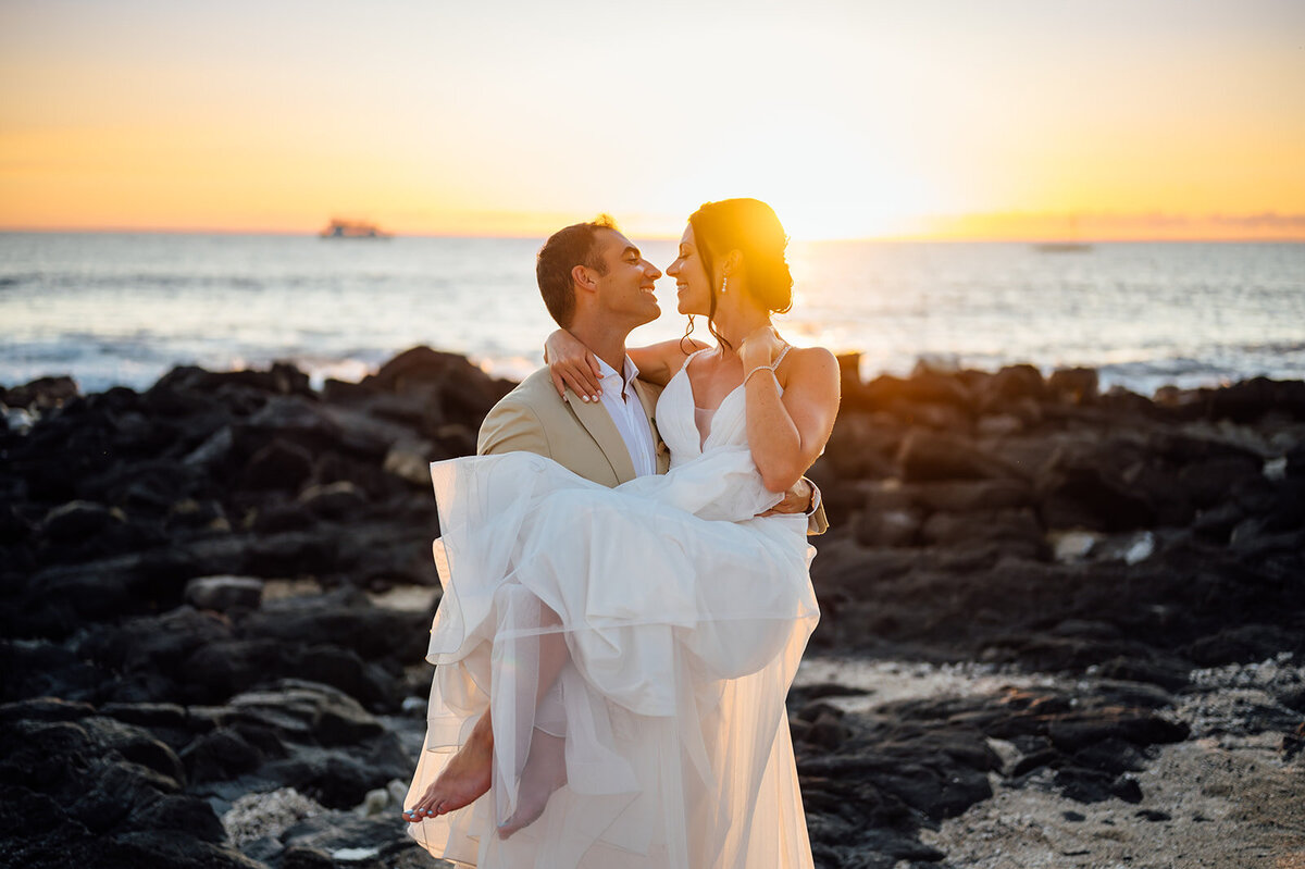 wedding couples kiss surrounded by alpacas