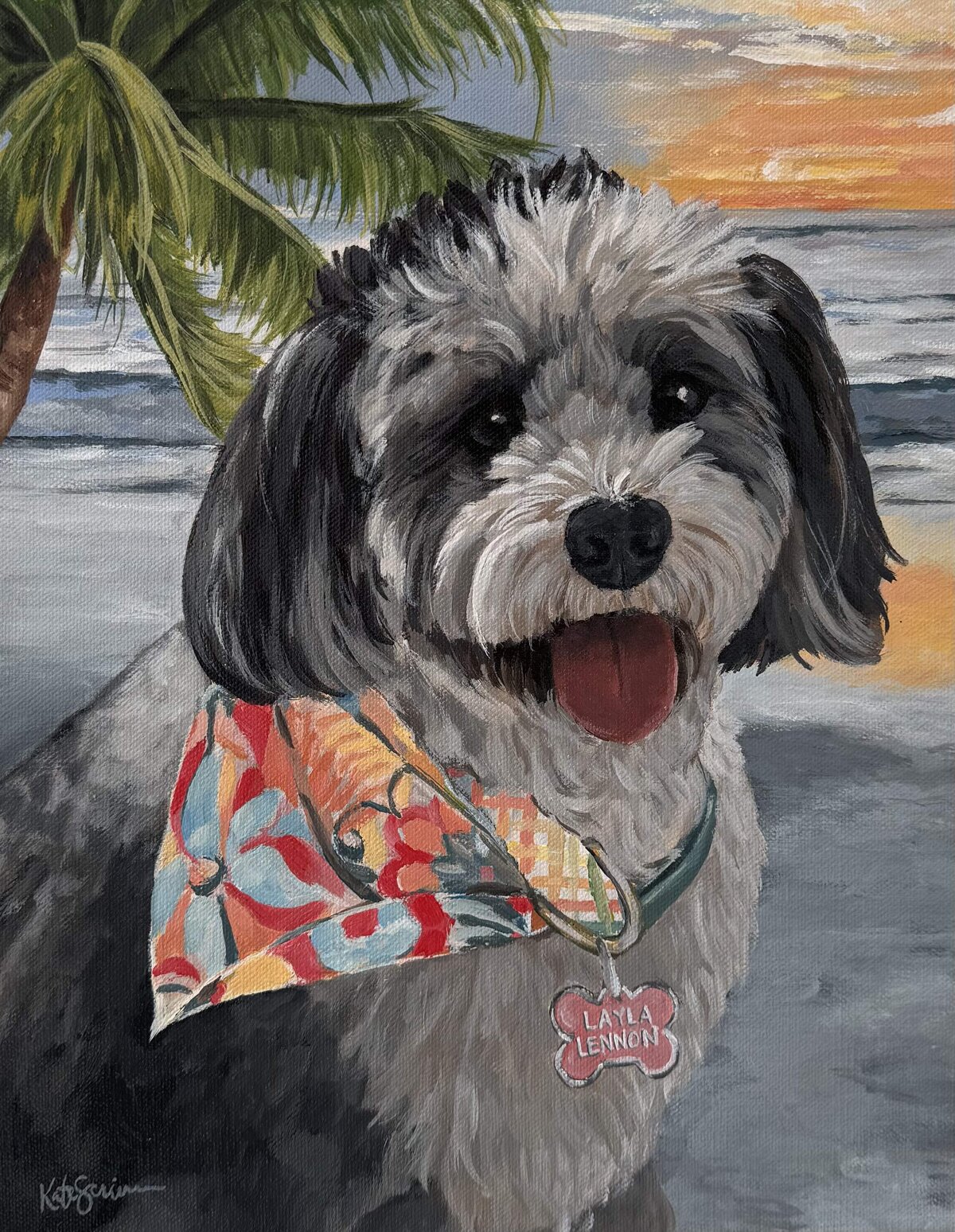 painting of beach dog