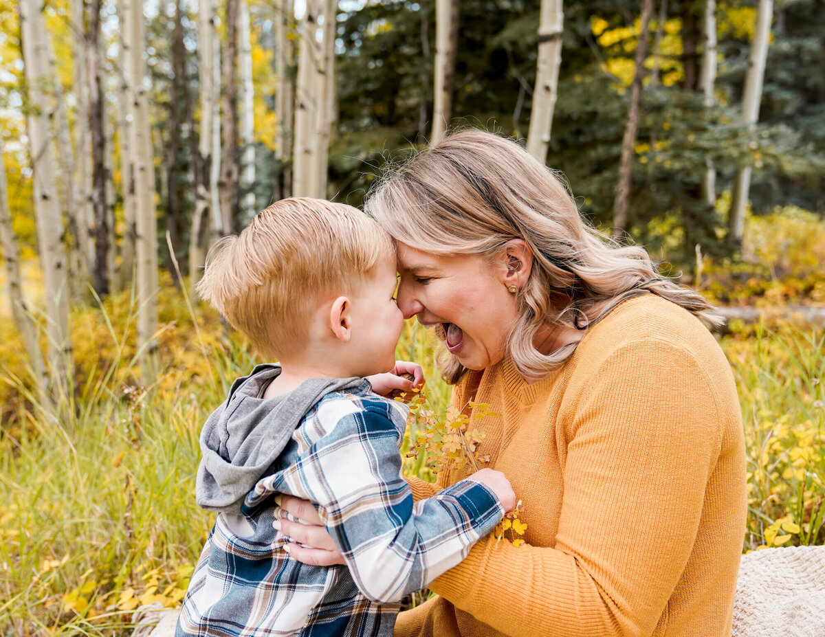 denver co family photographer - mom laughing with young son