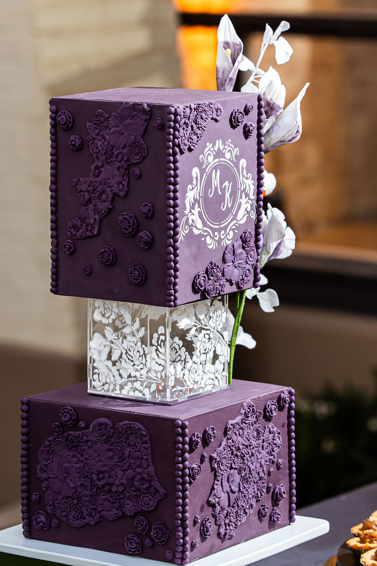 dark-purple-square-wedding-cake