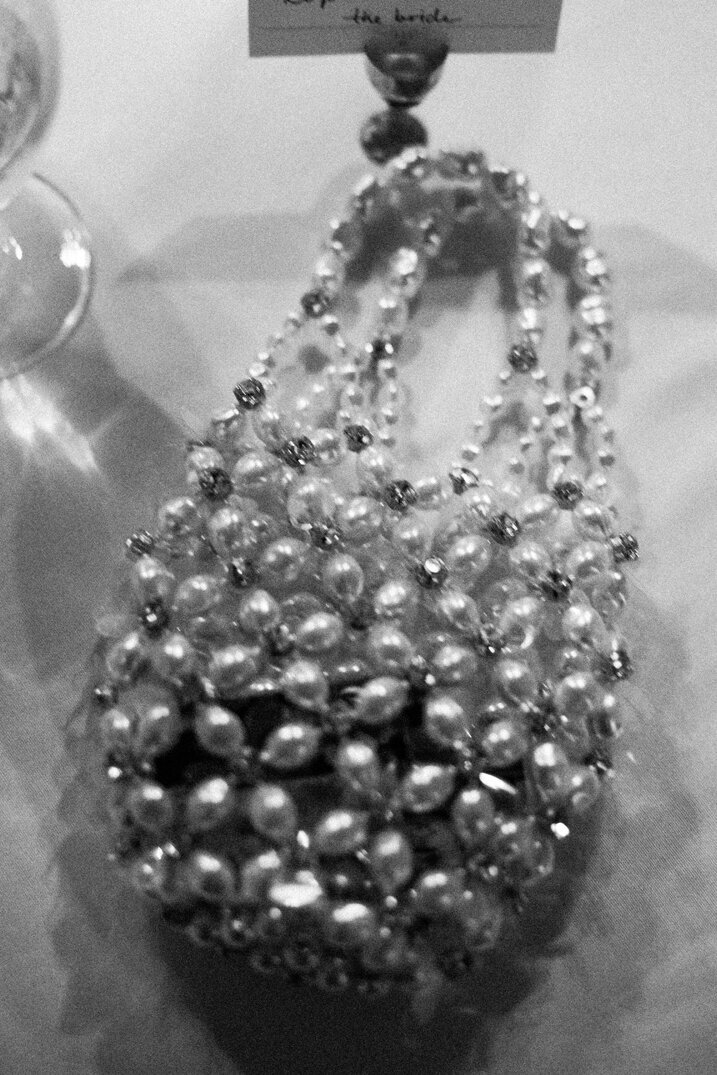 Pearl purse at wedding