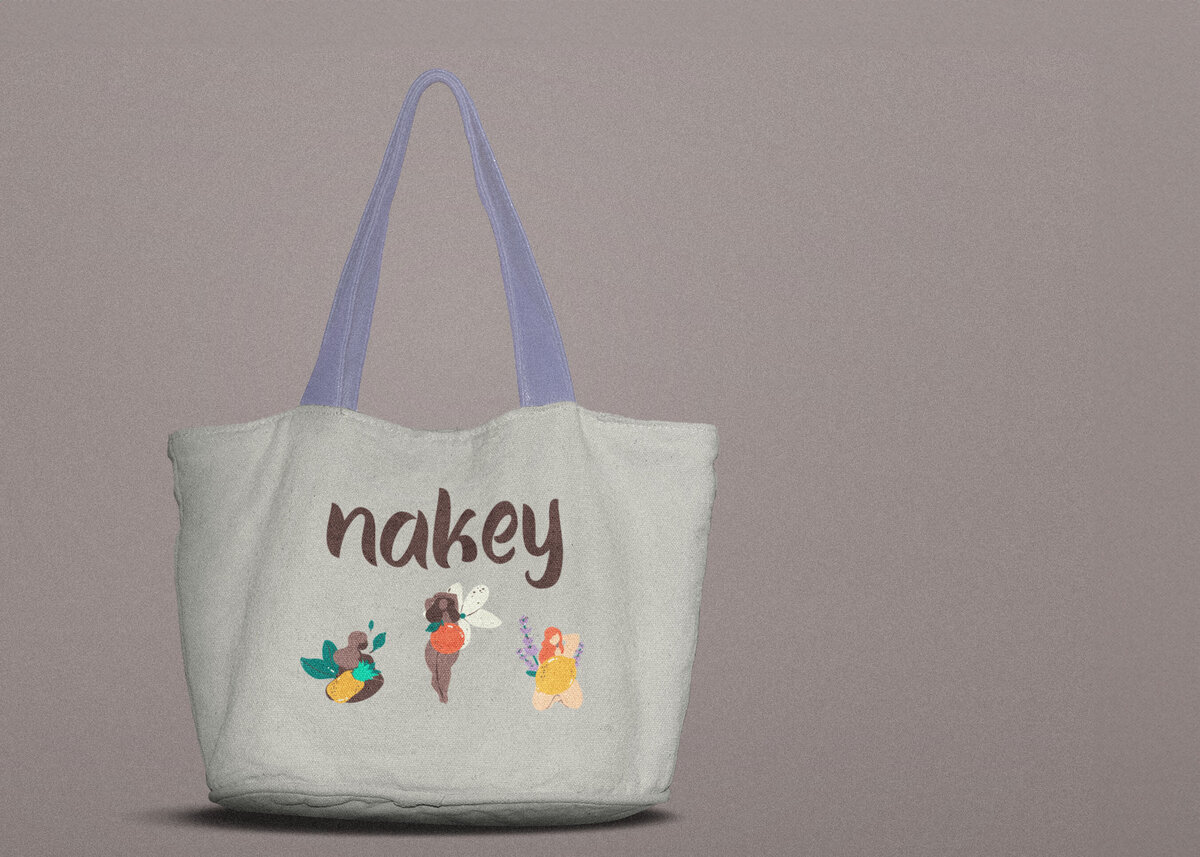 Nakey Shopping Canvas Tote Bag Design