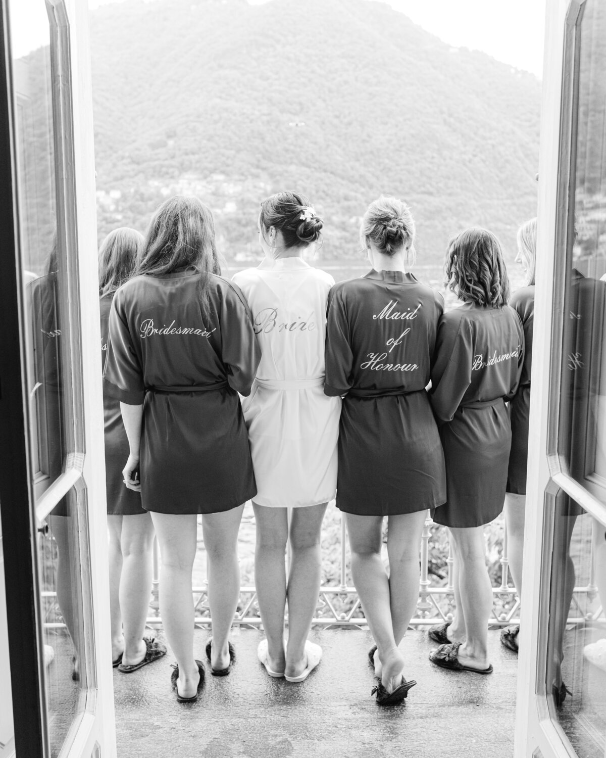 Bride and bridesmaids at Lake Como wedding