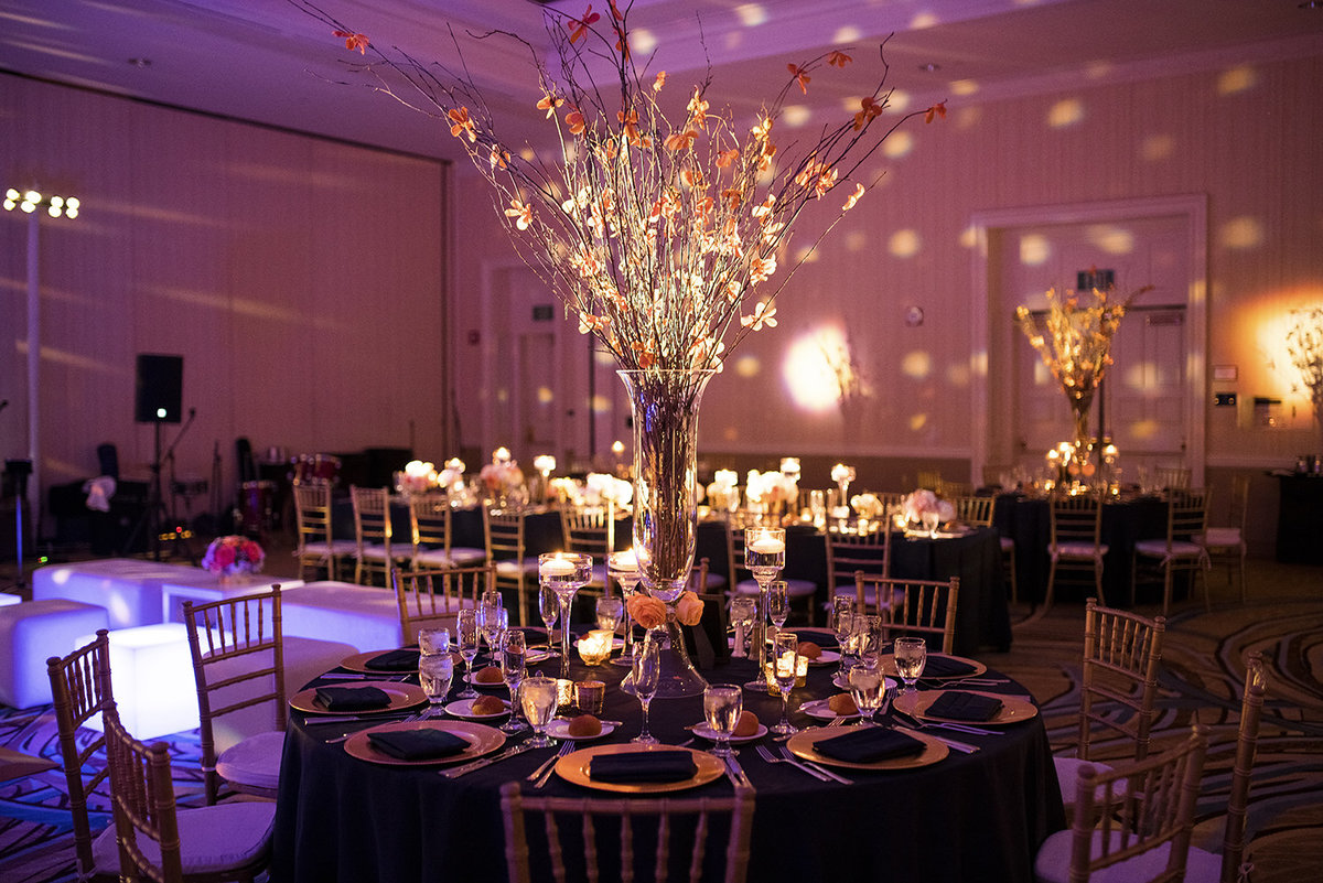 Loews Coronado  wedding photos reception flowers and tables