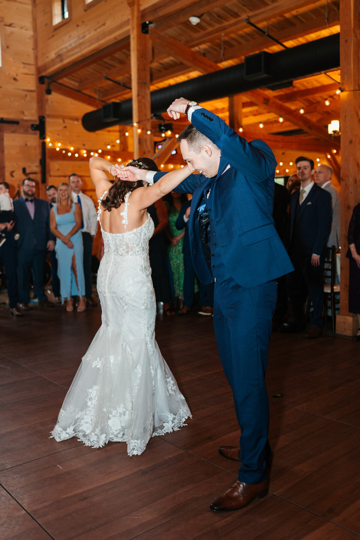 Reception decor featuring rustic charm and romantic candlelight