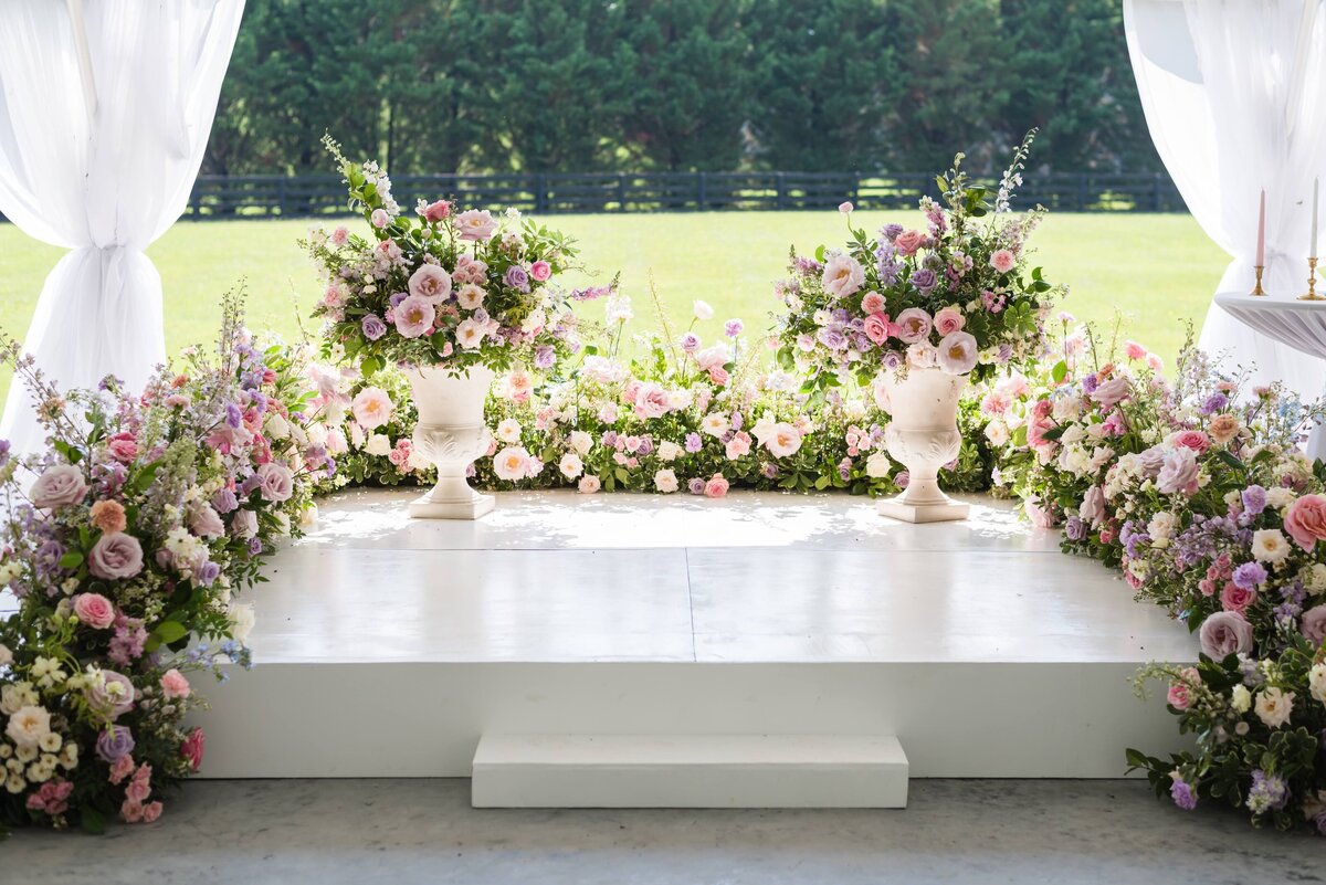 ceremony flowers altar wedding florals spring flowers at wedding The Estate at Cherokee Dock