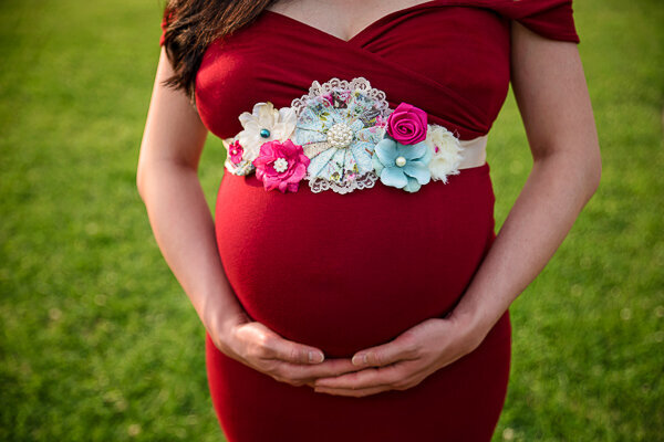 East Brunswick NJ Maternity Photographer Belly Bump Blue Sash