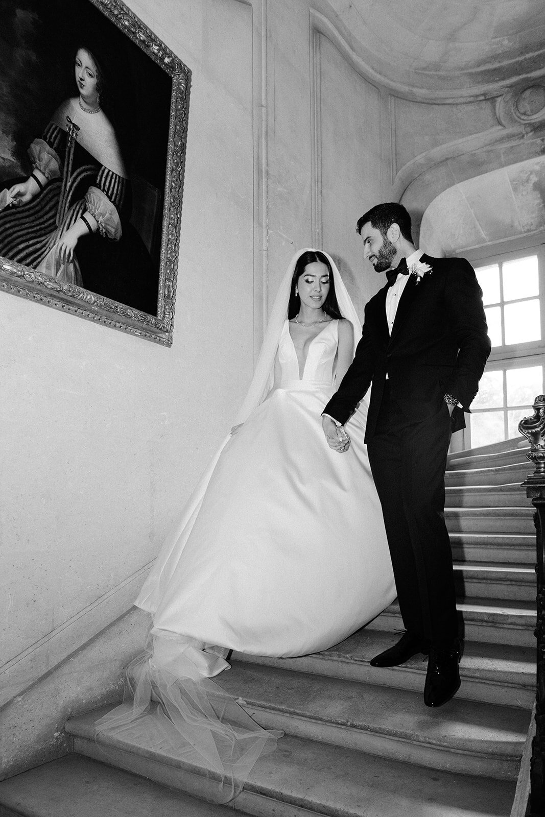 Couple walking down the stairs