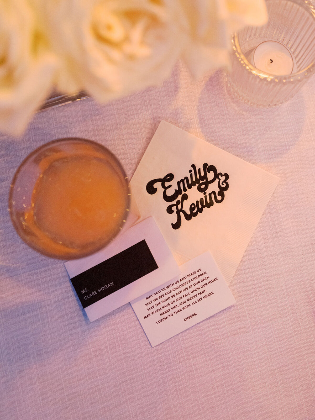 Black-white-disco-wedding-napkin-placecard