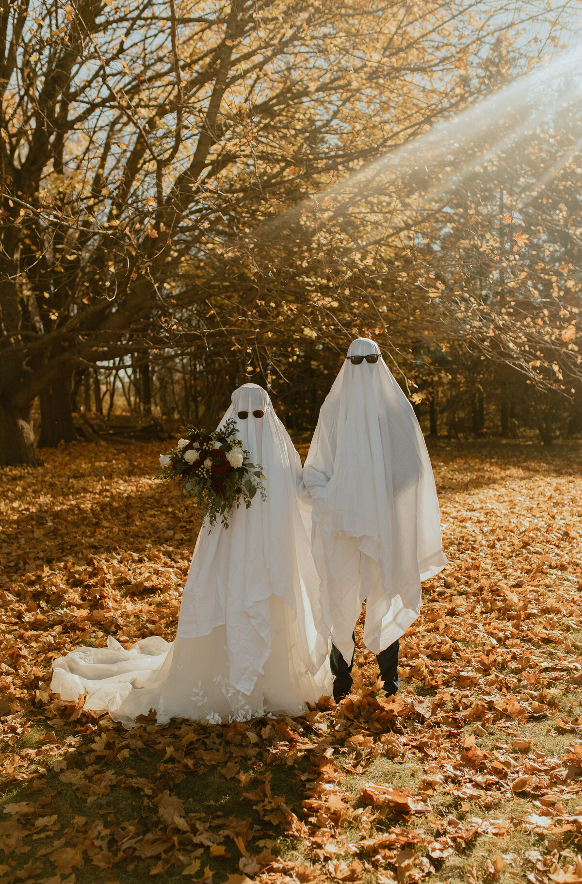 fun halloween themed wedding portraits