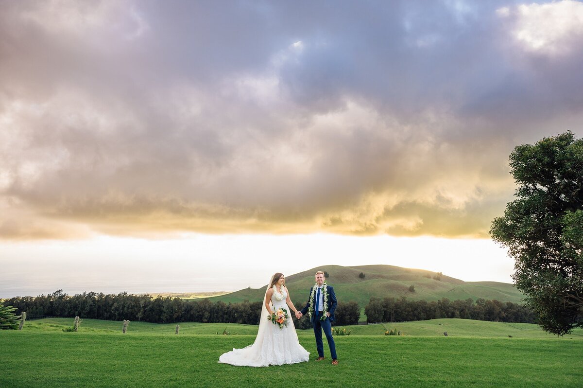 a Kahua Ranch elopement event at sunset