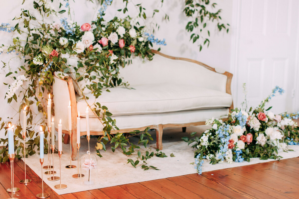 love seat decorated with florals