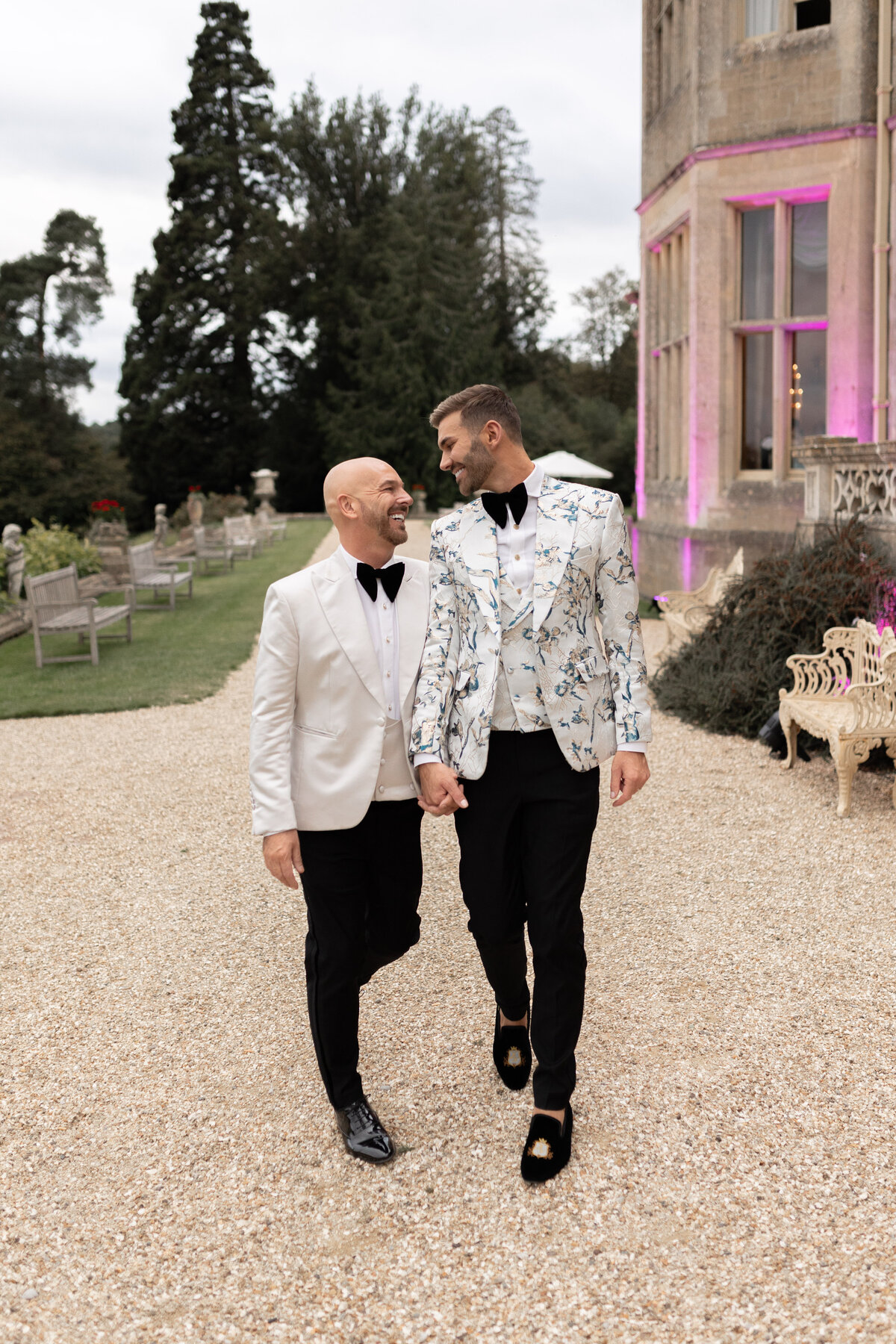 Editorial couple portraits at luxury same sex wedding at Orchardleigh Estate