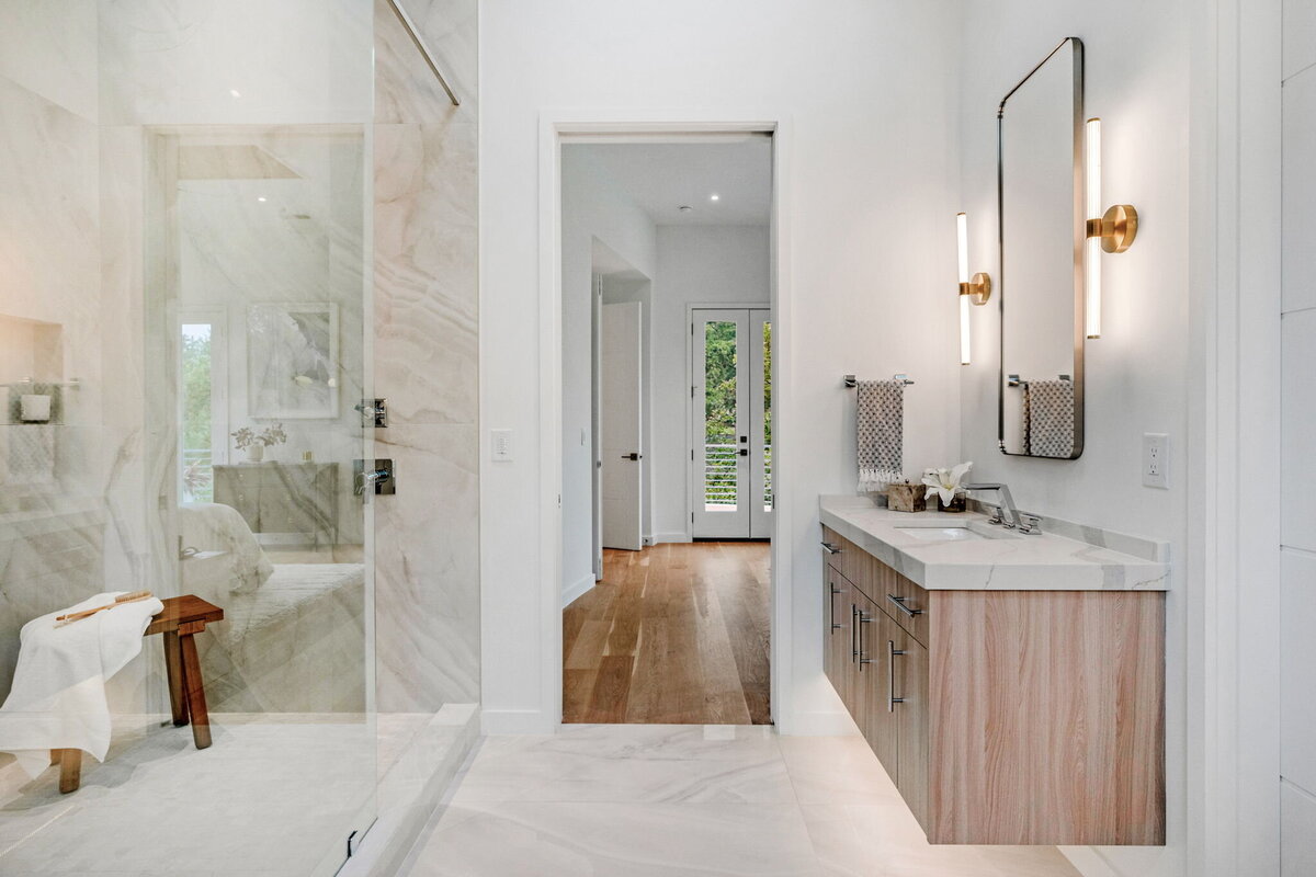 modern bathroom with floating vanity