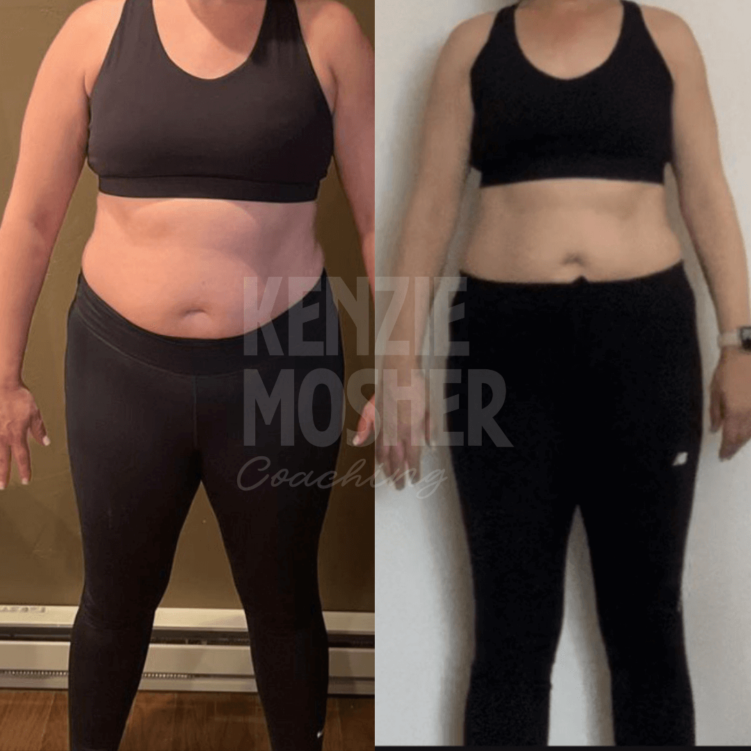 Real client progress photo showing leaner physique, improved digestion, and restored energy after functional fat loss coaching.