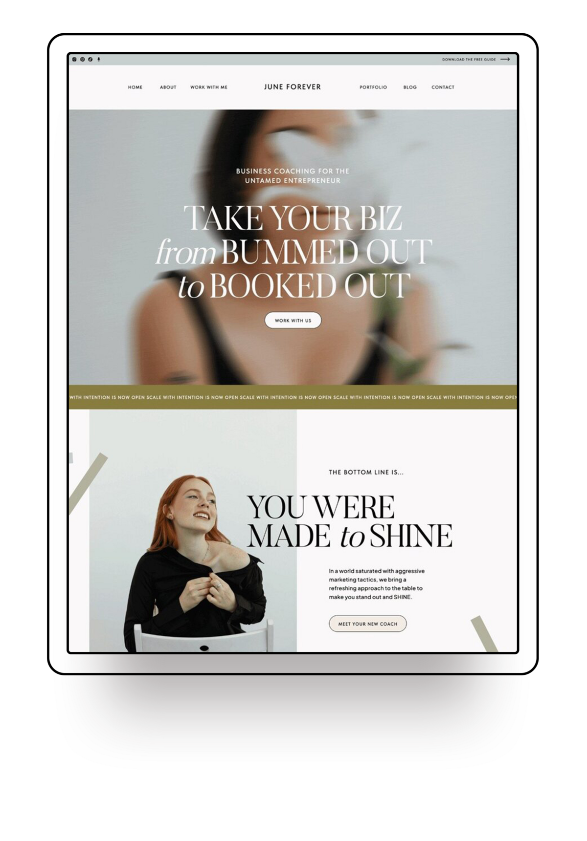 Showit Website template offered for template customisation services Palme Design Co