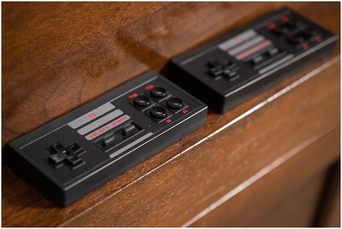 Retro gaming system in the groom's room