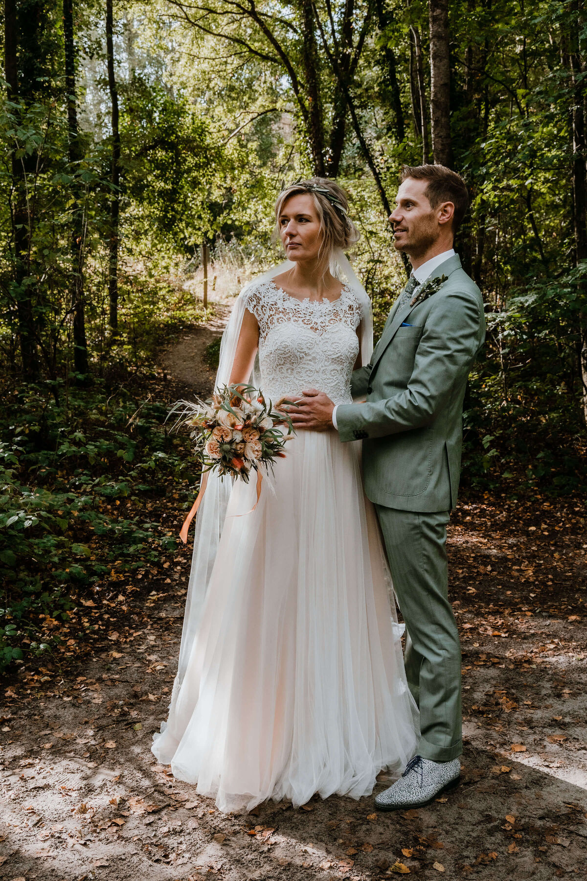Bruiloft fotografie in bos Mascha Elzinga Fotografie