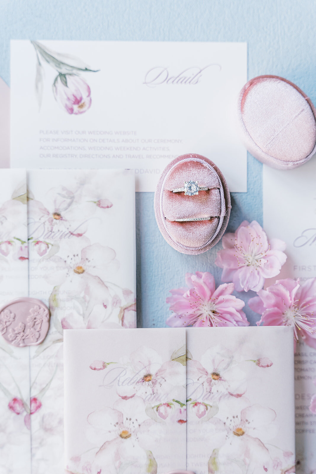Cherry blossom pink wedding invitation 12