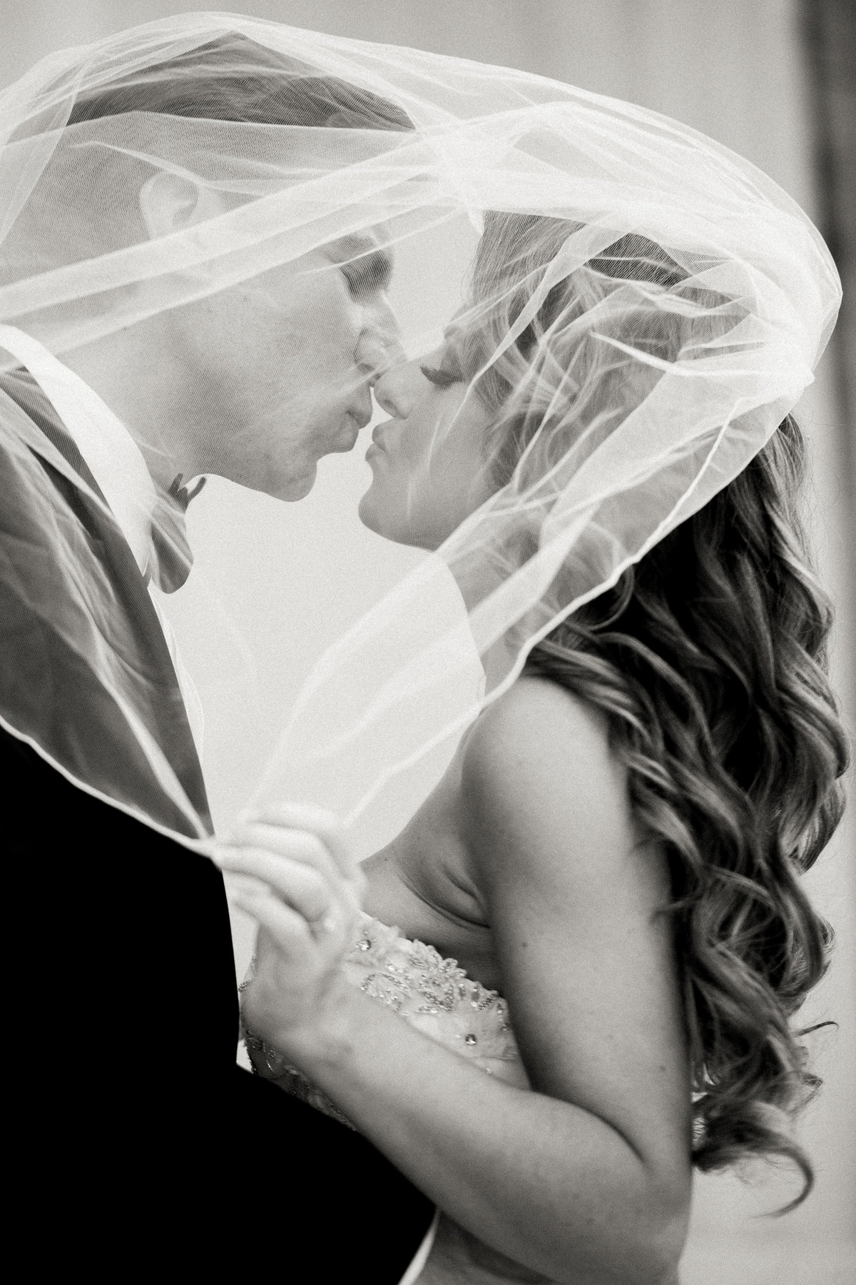 Bride and Groom black and white image.